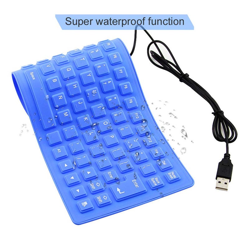 Sunffice Foldable Silicone Keyboard, USB Wired 85 Keys Waterproof Rollup Silent Typing Soft Touch Keyboard for PC Notebook Laptop(Blue) - Image 3